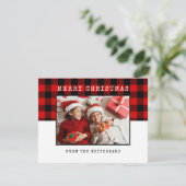 Classic Merry Red Buffalo Pset Photo Ho Feestdagenkaart (Staand voorkant)