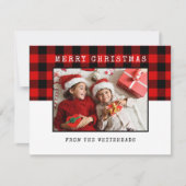 Classic Merry Red Buffalo Pset Photo Ho Feestdagenkaart (Voorkant)