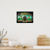 Classic Metallic Green Jaguar Sedan Poster (Keuken)