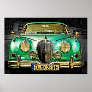 Classic Metallic Green Jaguar Sedan Poster