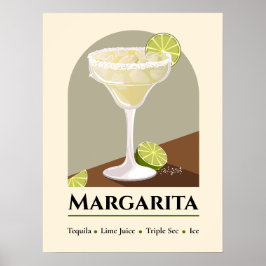 Classic Mexican Margarita with Salt Rim Recipe Art Poster