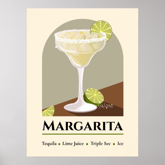 Classic Mexican Margarita with Salt Rim Recipe Art Poster (Voorkant)