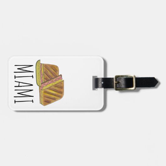 Classic Miami Cuban Sandwich Ham Pork Swiss Cheese Bagagelabel (Voorkant horizontaal)