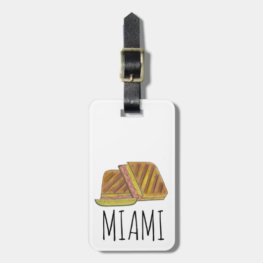 Classic Miami Cuban Sandwich Ham Pork Swiss Cheese Bagagelabel (Voorkant verticaal)