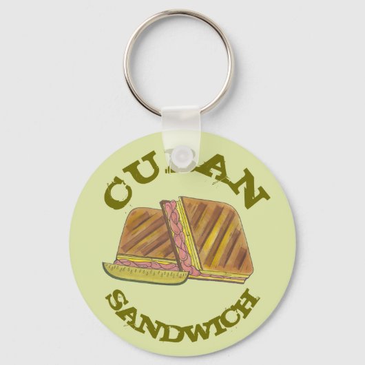 Classic Miami Cuban Sandwich Ham Pork Swiss Cheese Sleutelhanger (Voorkant)