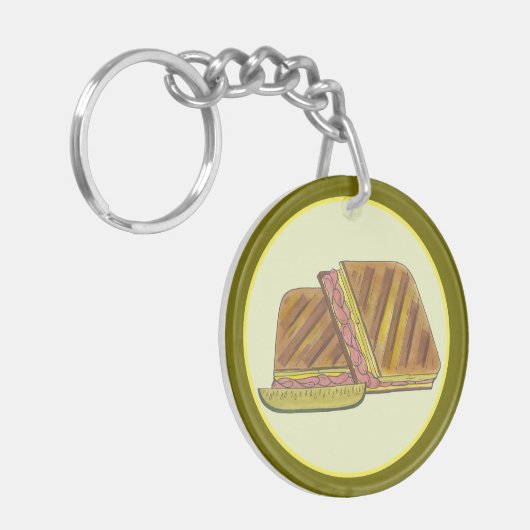 Classic Miami Cuban Sandwich Ham Pork Swiss Cheese Sleutelhanger (Voorkant Links)