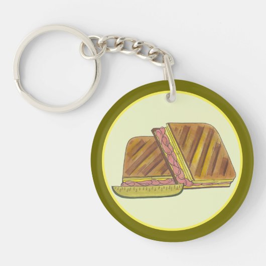 Classic Miami Cuban Sandwich Ham Pork Swiss Cheese Sleutelhanger (Voorkant)