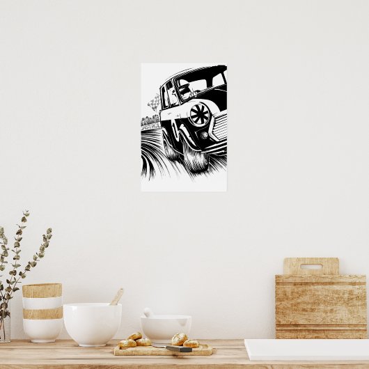 Classic mini Racing Artwork Poster (Keuken)