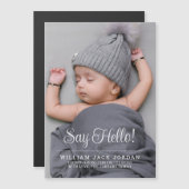 Classic Minimal Baby Aankondiging Magnetische Kaar (Voorkant / Achterkant)