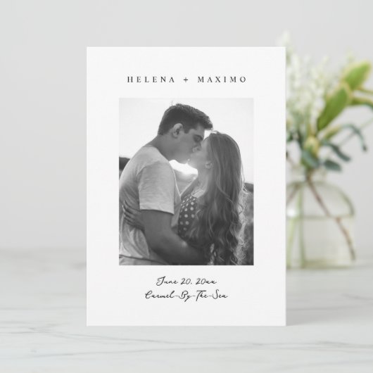 Classic Minimal Foto zwart-wit Save The Date (Staand voorkant)