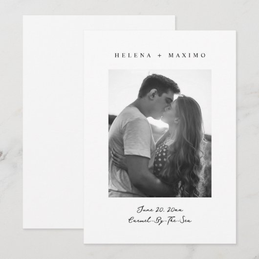 Classic Minimal Foto zwart-wit Save The Date (Voorkant / Achterkant)