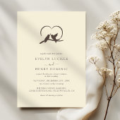 Classic Minimal Lovely birds Romantic Wedding Kaart