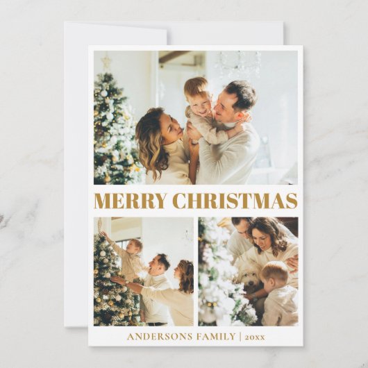 Classic Minimal Merry Christmas Mosterdgoud Feestdagenkaart (Voorkant)