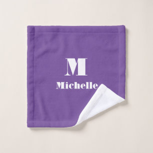 Classic Minimal Modern Name Initiaal Letter Paarse Washandje