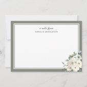 Classic Minimal Olive Green Border Floral  Notitiekaartje (Voorkant)