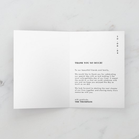 Classic Minimal Photo Wedding Folded Bedankkaart (Binnen)