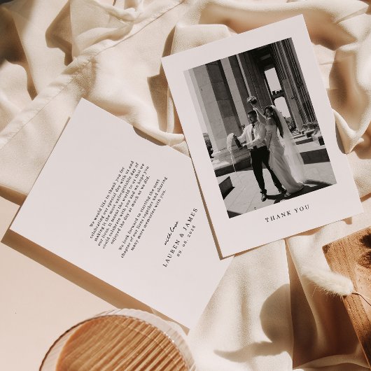 Classic Minimal Wedding Photo Thank You Card Bedankkaart