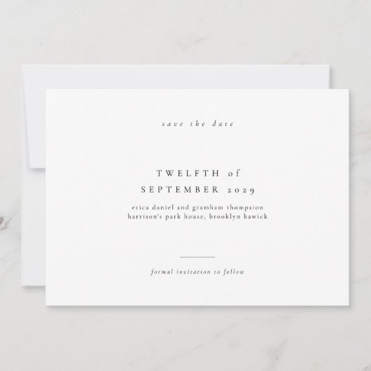 Classic Minimal Wedding Save the Date Invitation (Voorkant)