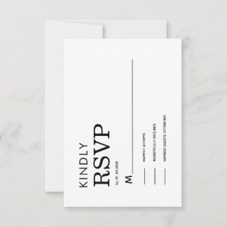 CLASSIC MINIMALIST BLACK AND WHITE RSVP CARD KAARTJE