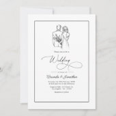 Classic Minimalist Black and White Wedding Kaart (Voorkant)