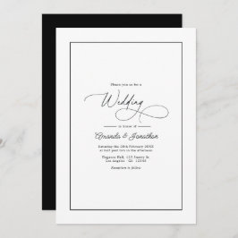 Classic Minimalist Black & White Wedding QR Code Kaart