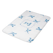 Classic Minimalist Blue Tile Leaf Ornaments Badmat (Gekanteld)