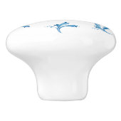 Classic Minimalist Blue Tile Leaf Ornaments Keramische Knop (Zijkant)