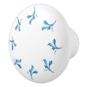 Classic Minimalist Blue Tile Leaf Ornaments Keramische Knop (Rechts)