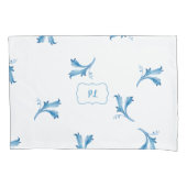 Classic Minimalist Blue Tile Leaf Ornaments Kussensloop (Voorkant-Links)