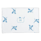 Classic Minimalist Blue Tile Leaf Ornaments Kussensloop (Voorkant-Rechts)