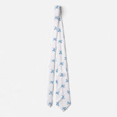 Classic Minimalist Blue Tile Leaf Ornaments Stropdas (Achterkant)