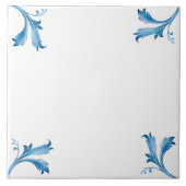 Classic Minimalist Blue Tile Leaf Ornaments  Tegeltje (Voorkant)