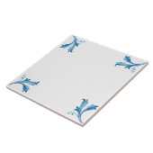 Classic Minimalist Blue Tile Leaf Ornaments  Tegeltje (Zijkant)