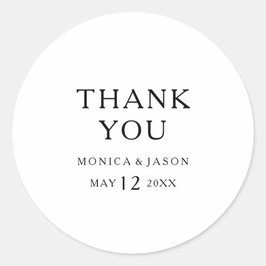 Classic Minimalist Dank u bruiloft gunst Sticker (Voorkant)