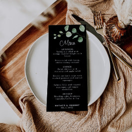 Classic Minimalist Eucalyptus Black Weduwmenu Menu
