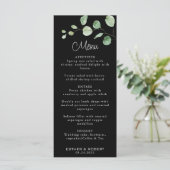Classic Minimalist Eucalyptus Black Weduwmenu Menu (Staand voorkant)
