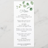 Classic Minimalist Eucalyptus Formal Wedding Menu (Voorkant)
