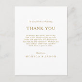 Classic Minimalist Gold Dank u Receptie Kaart (Voorkant)