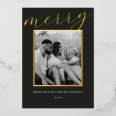 Classic Minimalist Gold Lijst Familiefoto Folie Feestdagenkaart (Voorkant)