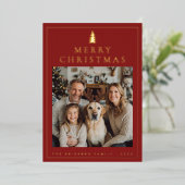 Classic Minimalist Merry Christmas Photo Folie Feestdagenkaart (Staand Voorkant)