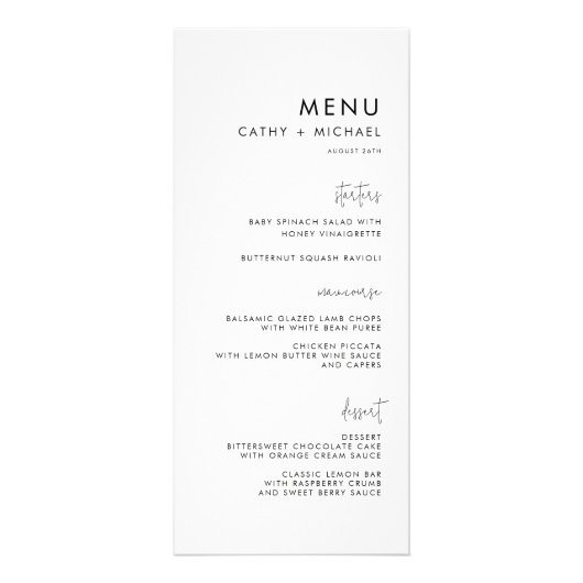 Classic Minimalist Mixed Font Tall Menu Kaart (Voorkant)