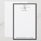 Classic Minimalist Monogram Script Black Lijst Briefpapier (Voorkant / Achterkant)