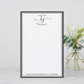 Classic Minimalist Monogram Script Black Lijst Briefpapier (Staand voorkant)