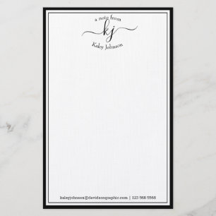 Classic Minimalist Monogram Script Black Lijst Briefpapier
