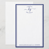 Classic Minimalist Monogram Script Navy Lijst Briefpapier (Voorkant / Achterkant)