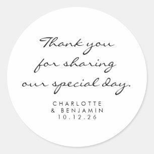 Classic Minimalist Script White Hartelijk dank voo Ronde Sticker