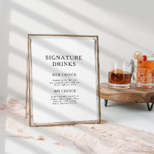 Classic Minimalist Signature Drink Sign. Poster