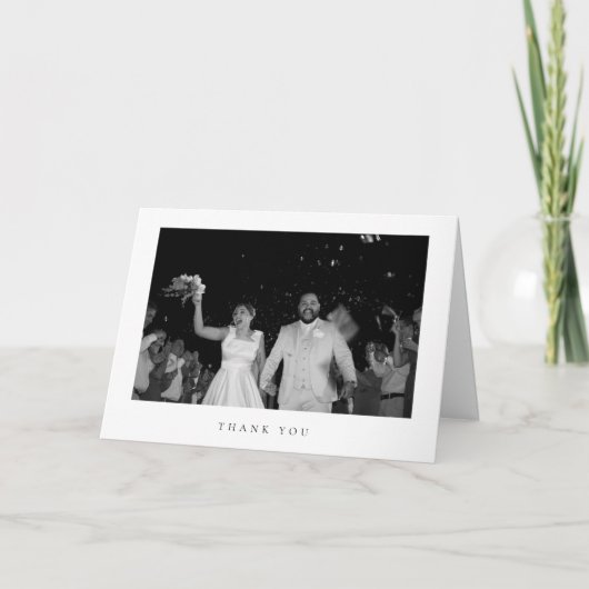 Classic Minimalist Wedding Photo Folded Bedankkaart (Voorkant)