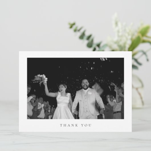 Classic Minimalist Wedding Photo Thank You Card Bedankkaart (Staand voorkant)