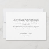 Classic Minimalist Wedding Photo Thank You Card Bedankkaart (Achterkant)